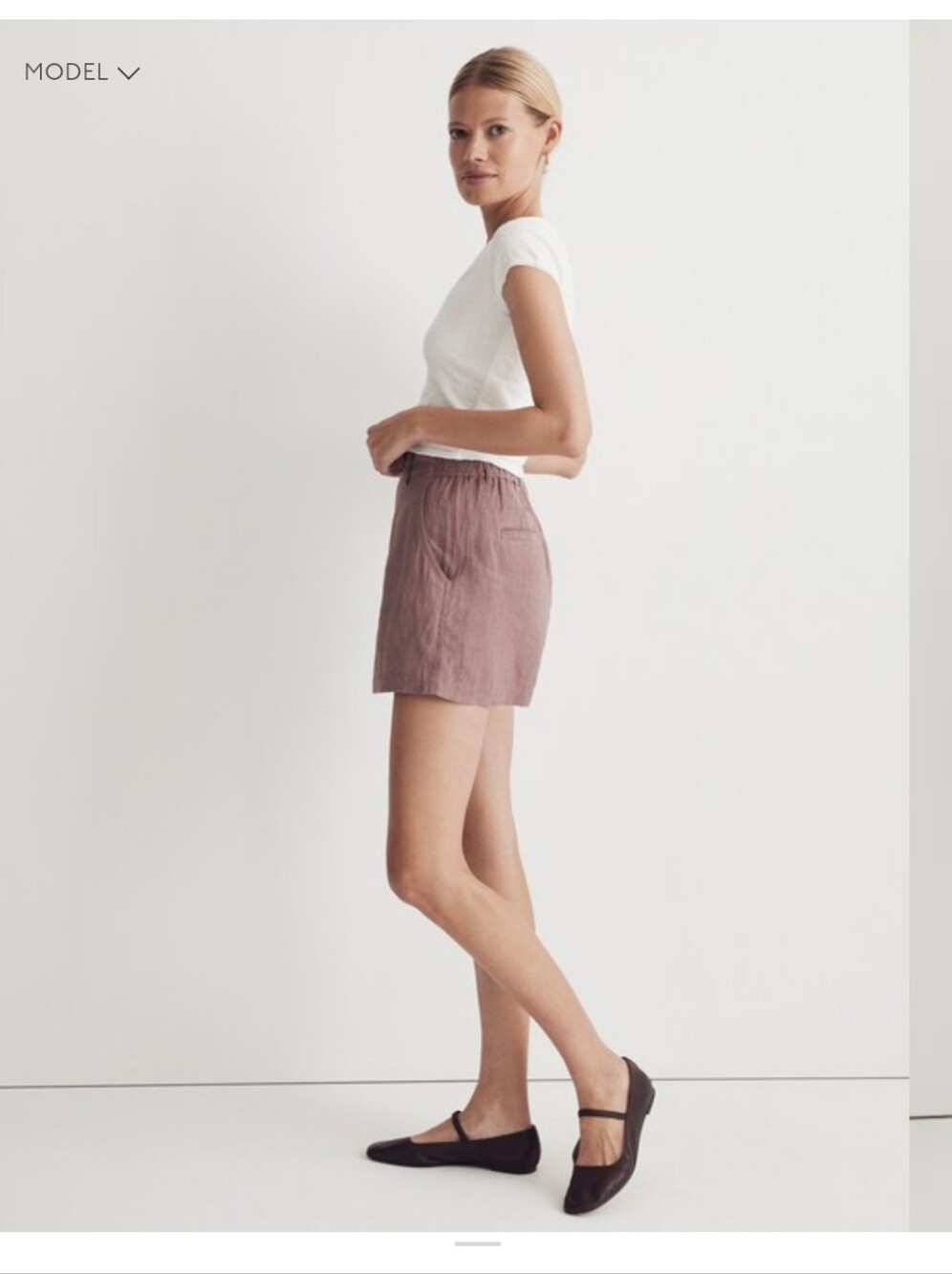 Madewell Neale Short 100% Linen Evening Mauve Size 6 - Picture 3 of 10